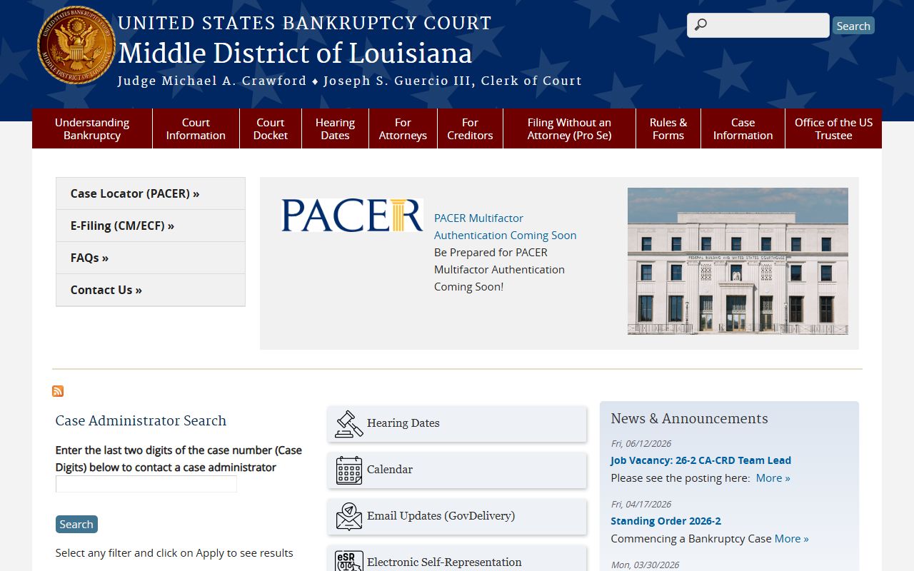 Iberville Parish court records federal bankruptcy court access