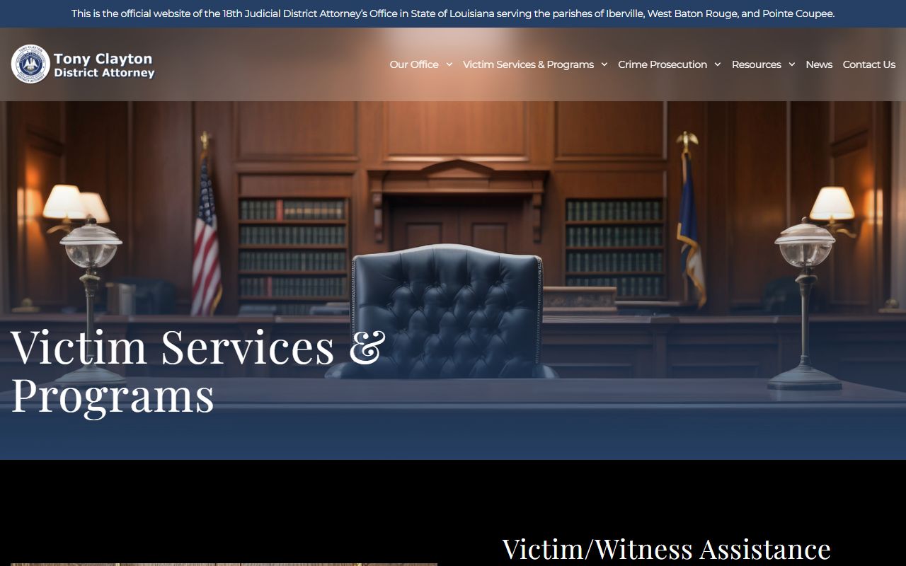 Iberville Parish criminal court records victim witness assistance