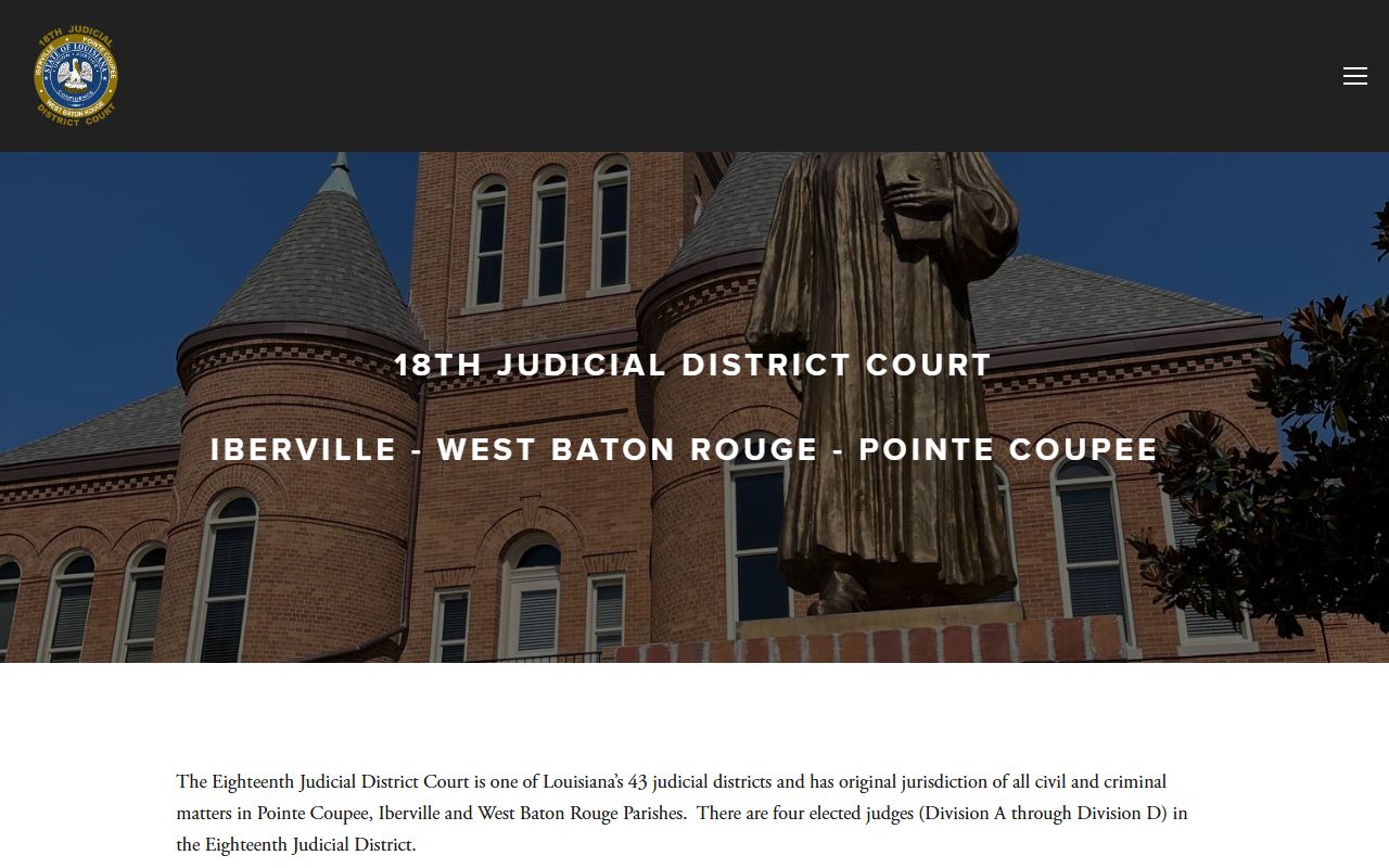 Iberville Parish court records 18th Judicial District Court homepage